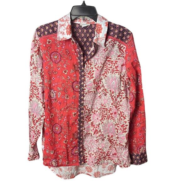 SUNDANCE Patchwork Handkerchief Shirt, Festival, Coastal, Boho, Hippie, Artsy, S - Picture 3 of 8